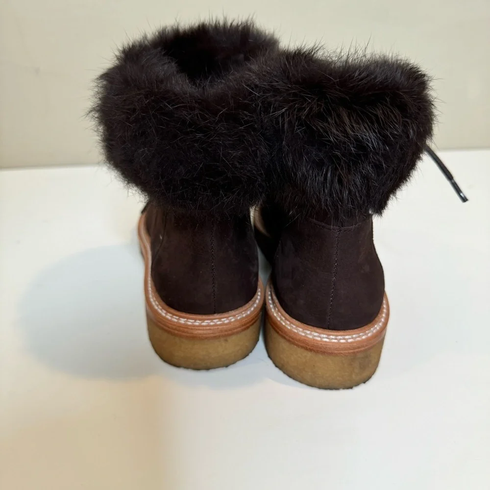 Botkier Women's Winter Lace Up Boots with real fur size 5.5